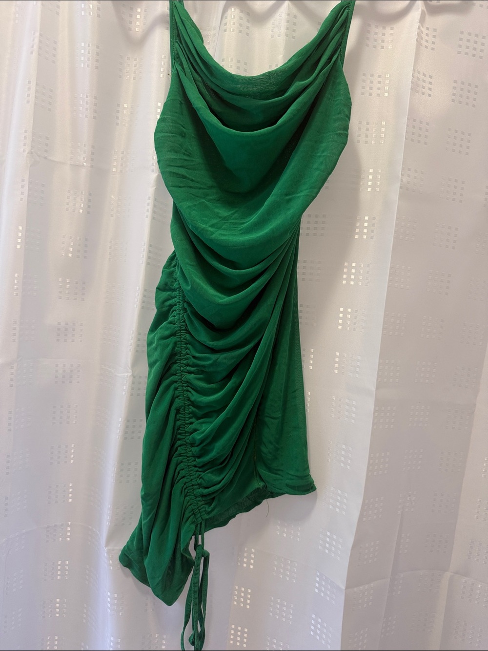 Nasty Gal Emerald Green Ruched Dress